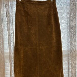 Brandon Thomas Sz 14 Brown suede Pencil Skirt (100% leather)